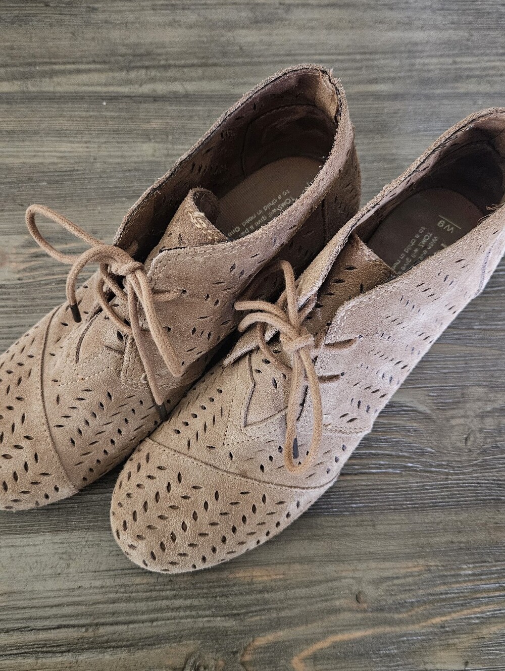 TOMS Desert Wedge Lace-Up Bootie Suede Shoes Womens Ankle Boots Size W9